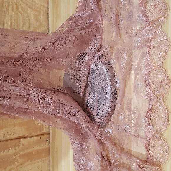 Pink Lace Majorelle Overlay Illusion Faux Wrap High Low Maxi Dress Size… - Picture 9 of 11